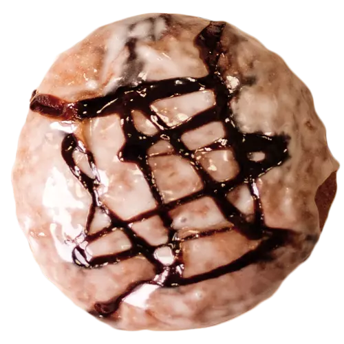 Pączek polany lukrem i wiórkami czekolady