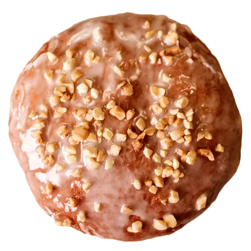 Pączek polany lukrem z posypką orzechową