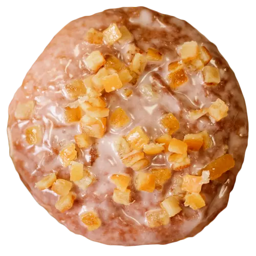 Pączek polany lukrem posypane skórką pomarańczay